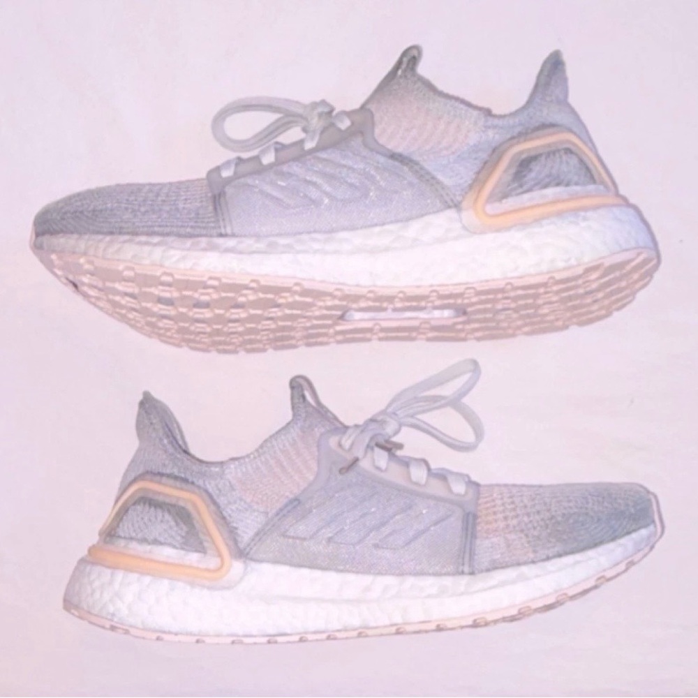 adidas Knit Lace Up Gray White Beige Low Top Women's Athletic Sneaker 606004